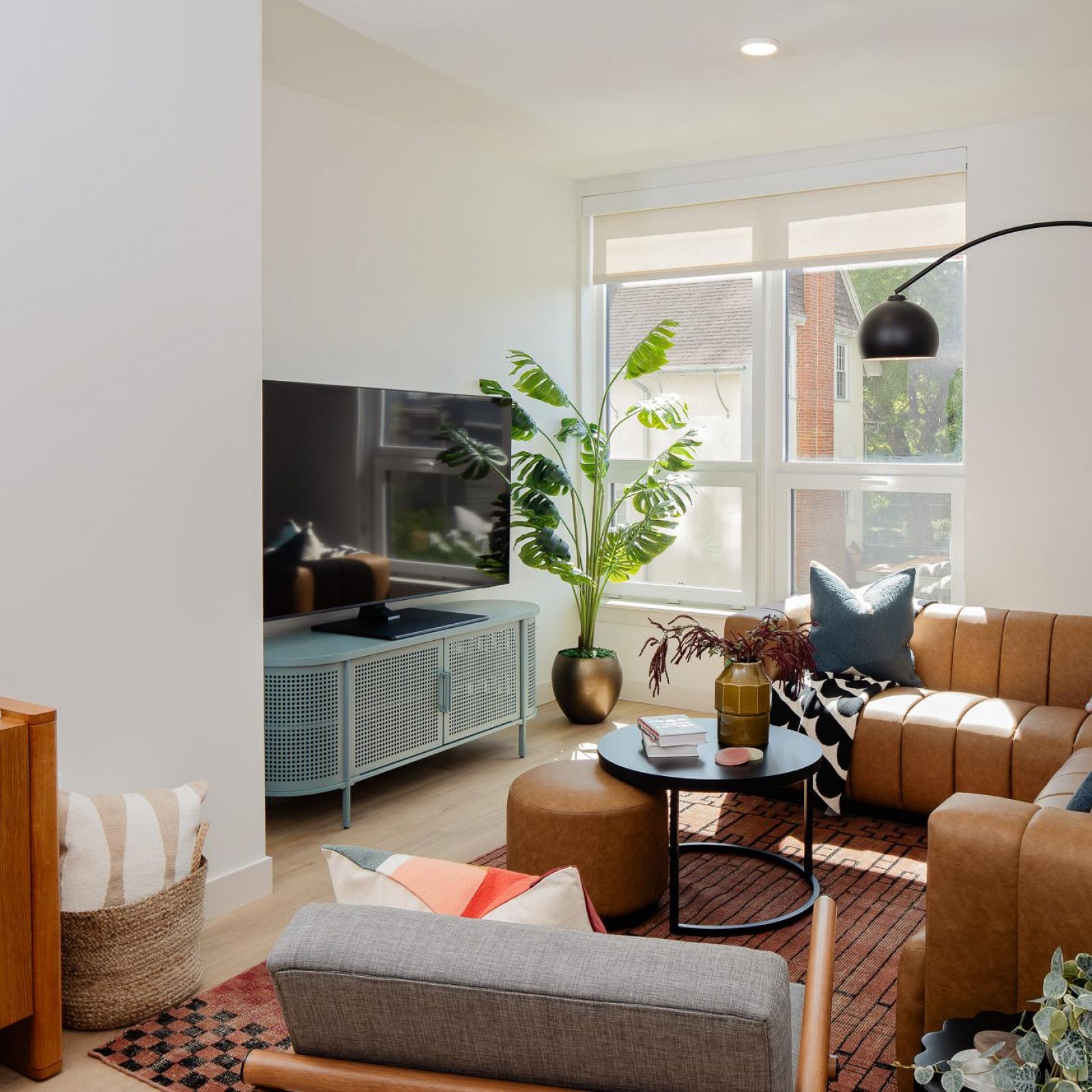 Luxuriously furnished living room with modern design touches.