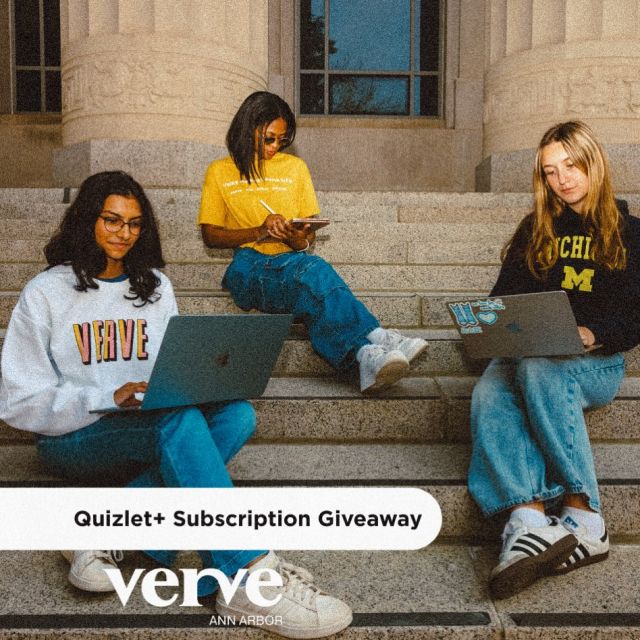 Finals are coming ⏳…

Your study game just got an upgrade ✅. We’re giving out a Quizlet+ subscription to help you lock in for finals week 📚	

How to enter: 
⭐️ like this post and make sure you’re following @verveannarbor 
⭐️ tag your study buddies 
⭐️ comment which class you need to lock in most for
⭐️ share to your story for an extra entry!