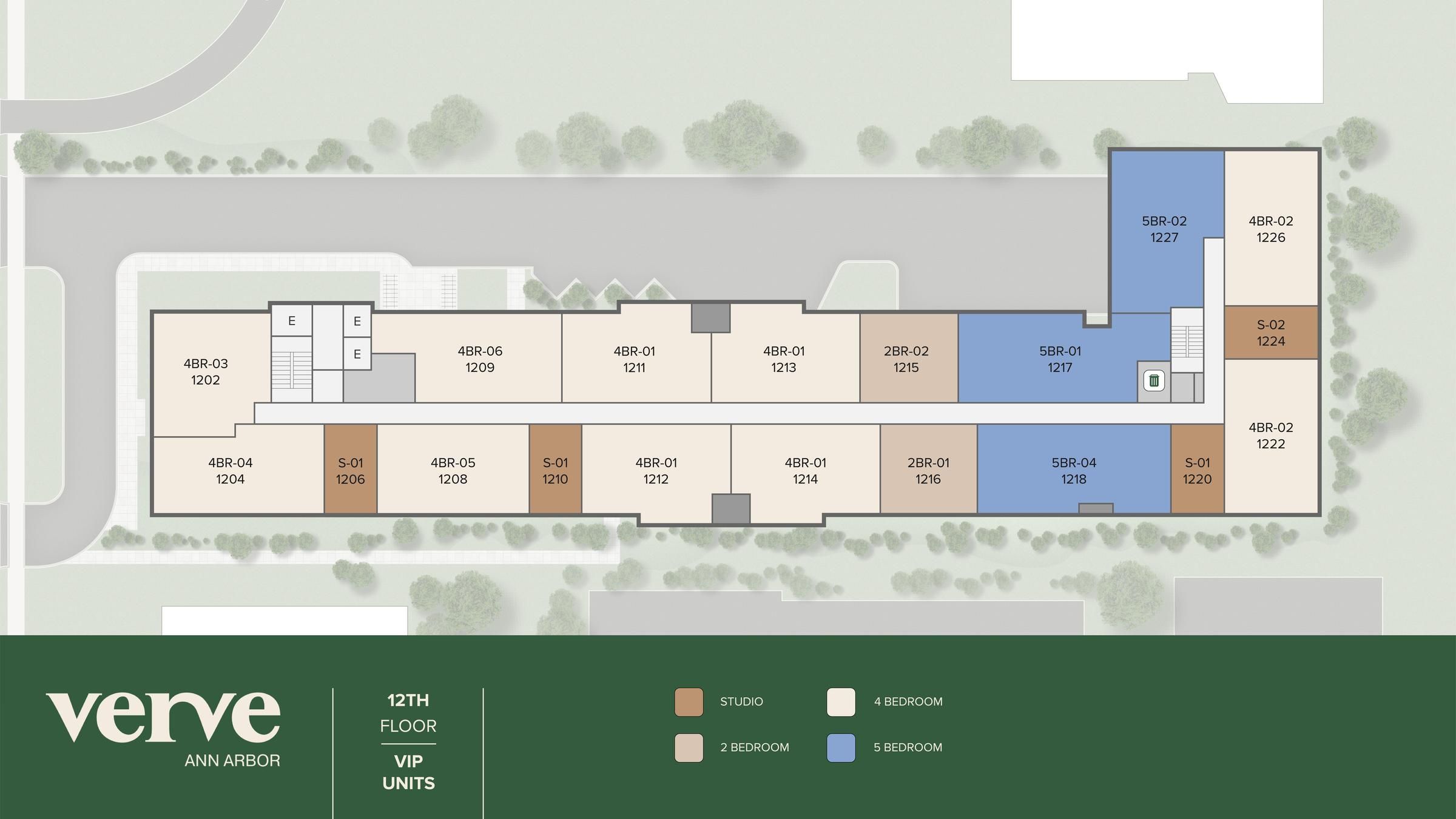 Mapa del sitio de Verve Ann Arbor, nivel 12